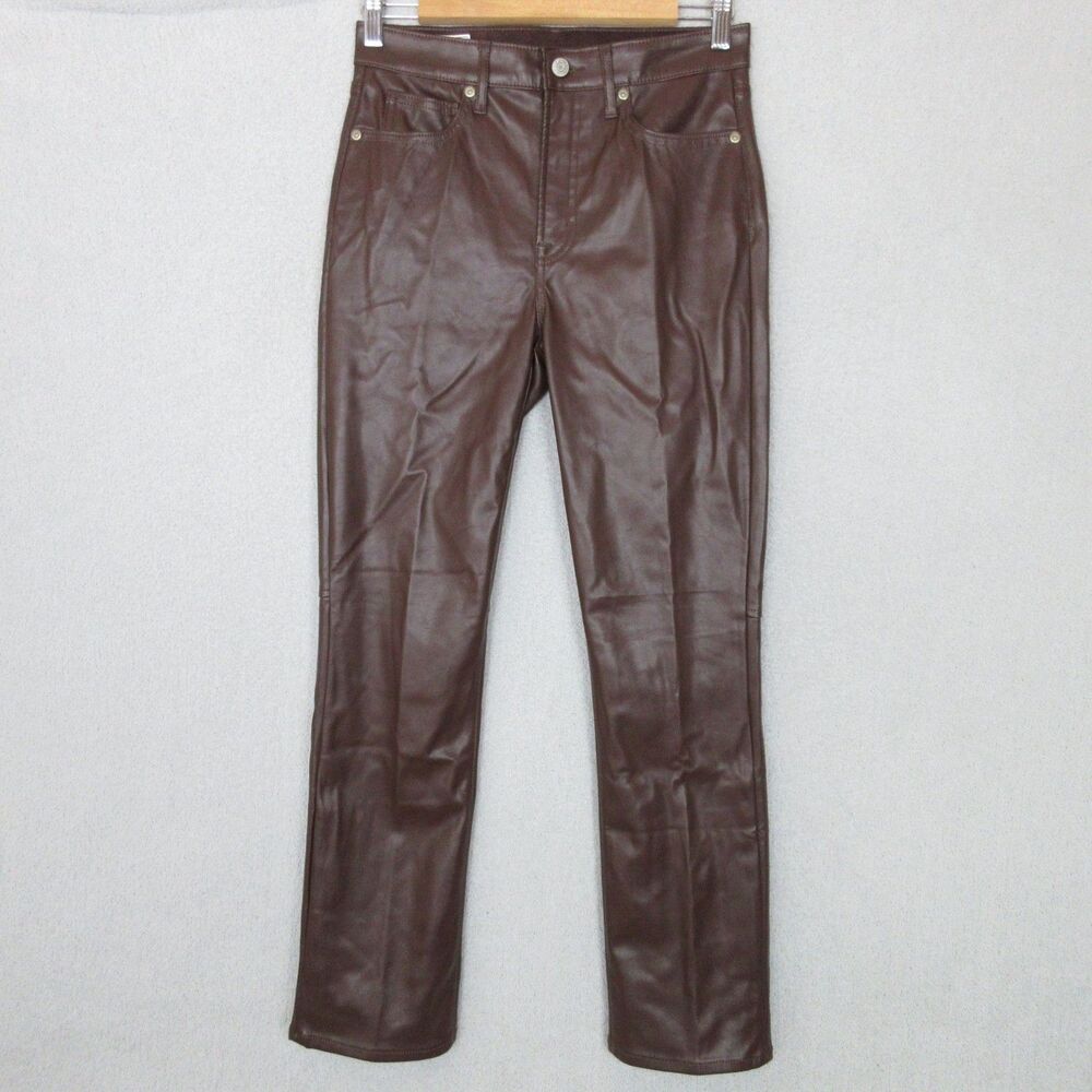 Gap Pants Womens 27 Vintage Slim High Rise Faux Leather Brown Five Pocket